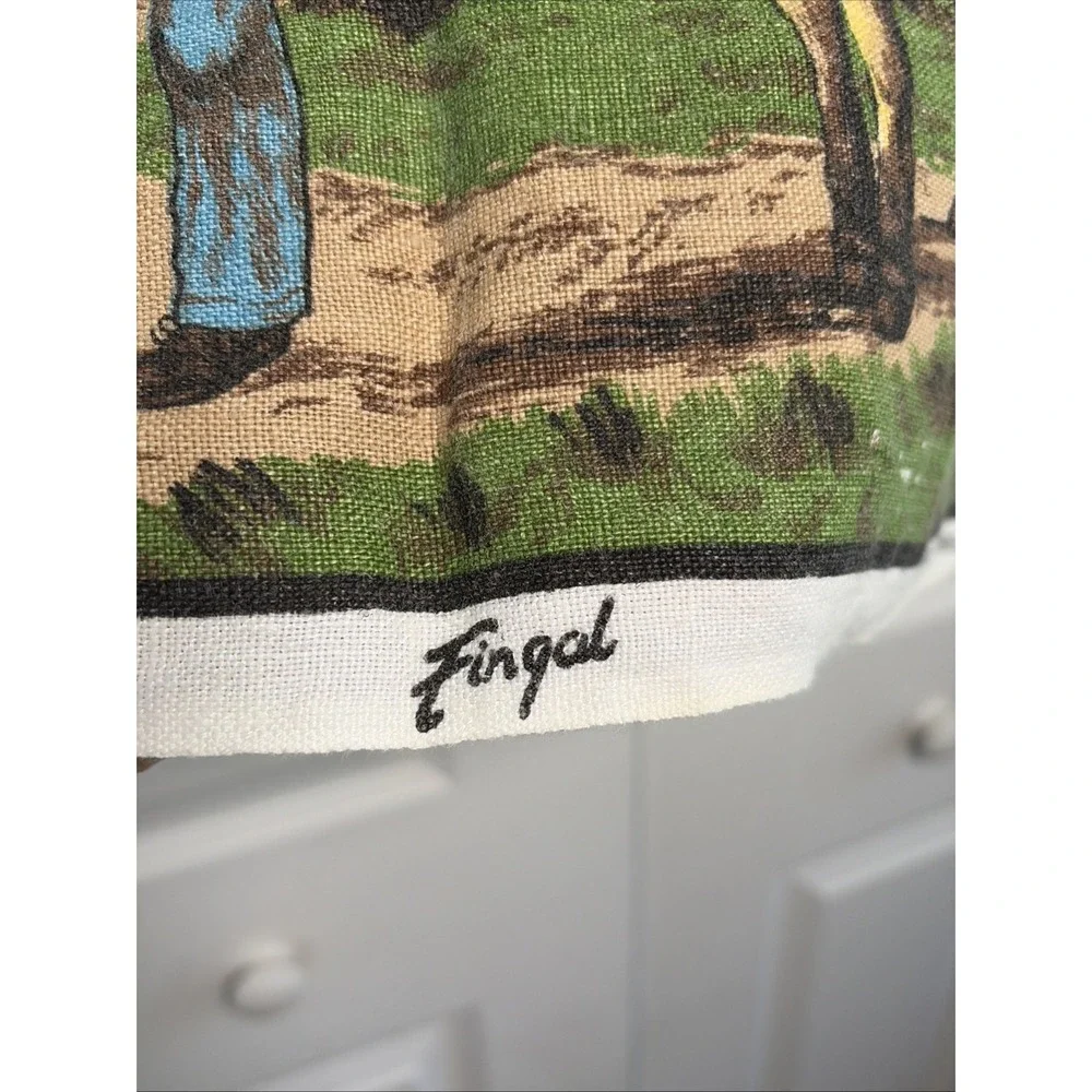 Fingal‎ Vintage Tea Towel Irish Linen 17x28 Multi Color Scene Made in Ireland